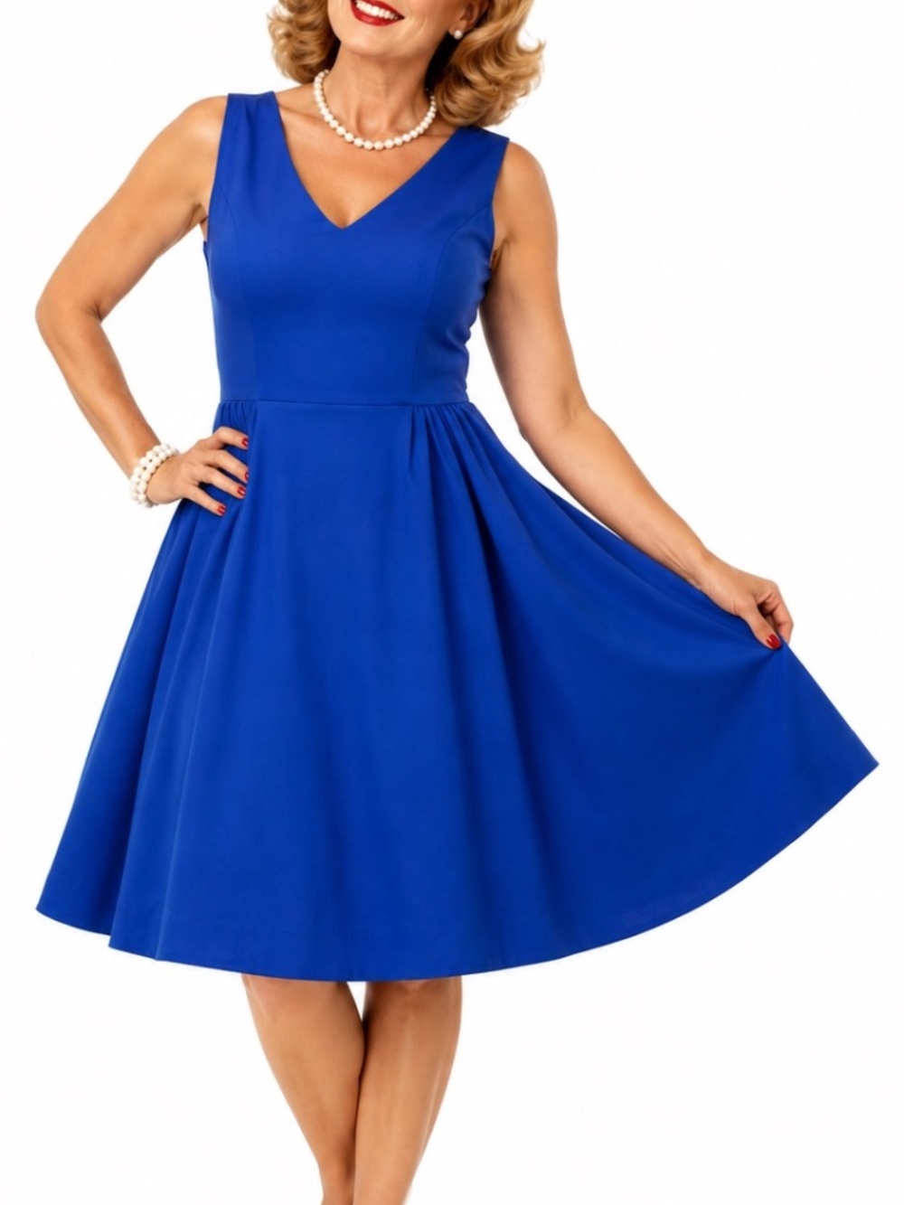 Vintage Zazie Dress Womens Size Large Blue Textured Fit and Flare Retro